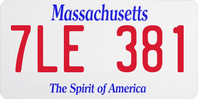 MA license plate 7LE381