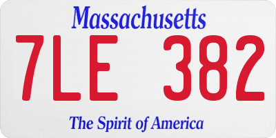 MA license plate 7LE382