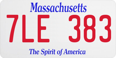 MA license plate 7LE383