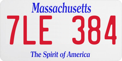 MA license plate 7LE384