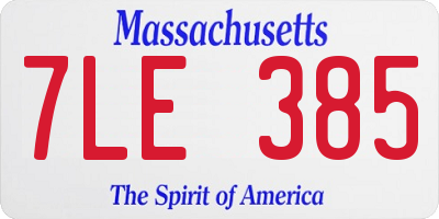 MA license plate 7LE385
