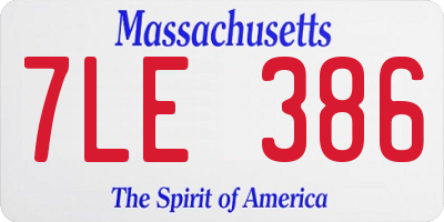 MA license plate 7LE386