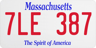 MA license plate 7LE387