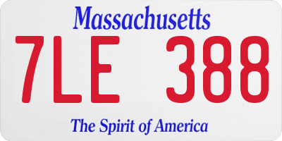 MA license plate 7LE388