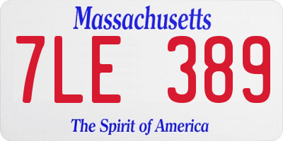 MA license plate 7LE389