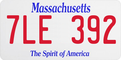 MA license plate 7LE392