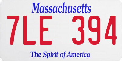 MA license plate 7LE394