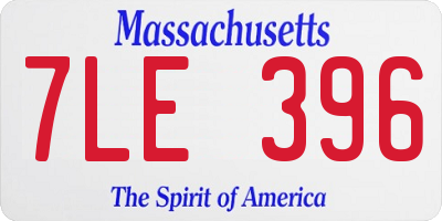 MA license plate 7LE396