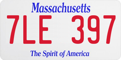 MA license plate 7LE397