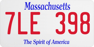 MA license plate 7LE398