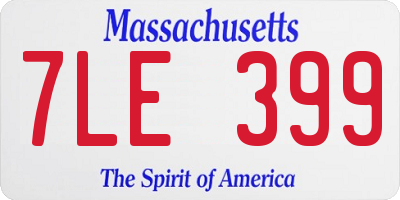 MA license plate 7LE399