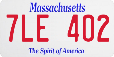 MA license plate 7LE402