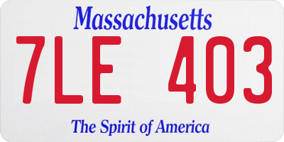 MA license plate 7LE403