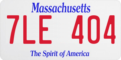 MA license plate 7LE404