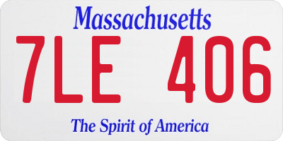 MA license plate 7LE406