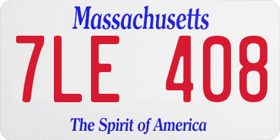MA license plate 7LE408