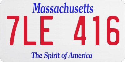 MA license plate 7LE416