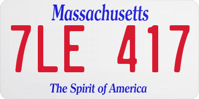 MA license plate 7LE417