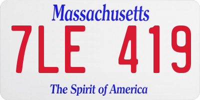 MA license plate 7LE419