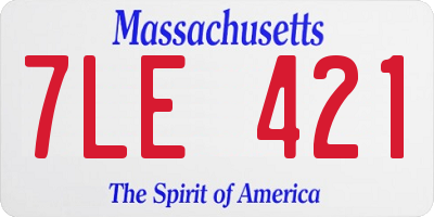 MA license plate 7LE421