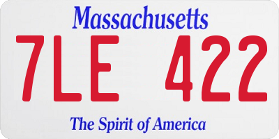 MA license plate 7LE422