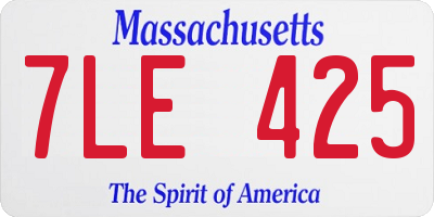 MA license plate 7LE425