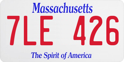 MA license plate 7LE426