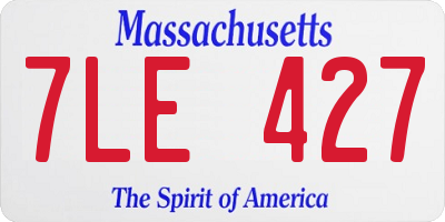 MA license plate 7LE427