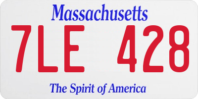 MA license plate 7LE428