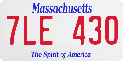 MA license plate 7LE430