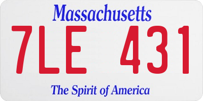 MA license plate 7LE431
