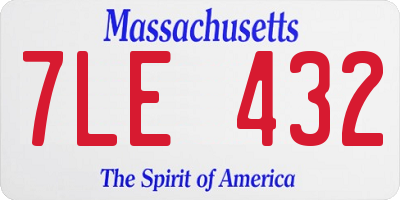 MA license plate 7LE432