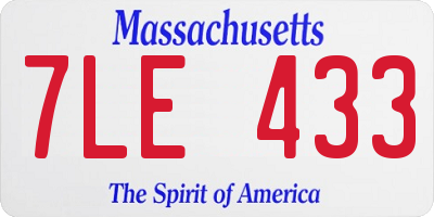 MA license plate 7LE433