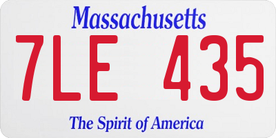 MA license plate 7LE435