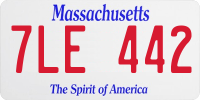 MA license plate 7LE442