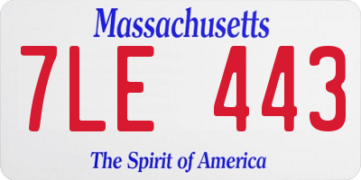 MA license plate 7LE443