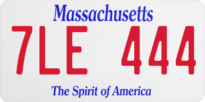 MA license plate 7LE444