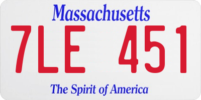 MA license plate 7LE451