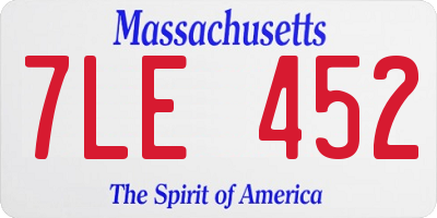 MA license plate 7LE452