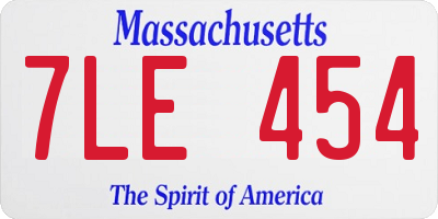 MA license plate 7LE454
