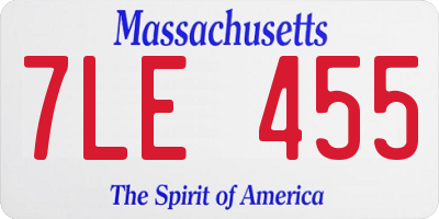 MA license plate 7LE455