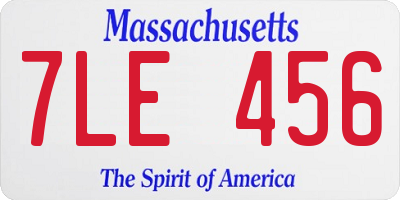 MA license plate 7LE456