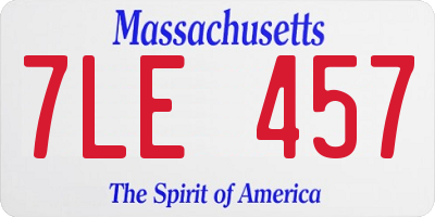 MA license plate 7LE457