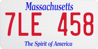 MA license plate 7LE458