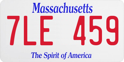 MA license plate 7LE459