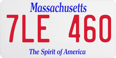 MA license plate 7LE460