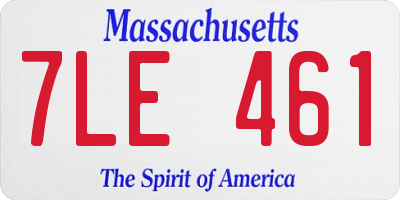 MA license plate 7LE461