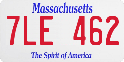 MA license plate 7LE462