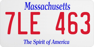 MA license plate 7LE463