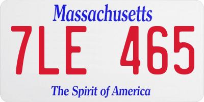 MA license plate 7LE465